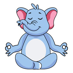Cute Elephant Character. Vector Cartoon Illustration on White Background.