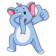 Cute Elephant Character. Vector Cartoon Illustration on White Background.
