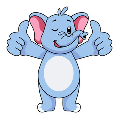 Cute Elephant Character. Vector Cartoon Illustration on White Background.