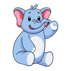 Cute Elephant Character. Vector Cartoon Illustration on White Background.