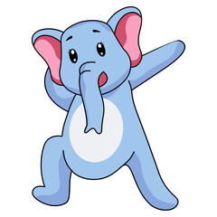 Cute Elephant Character. Vector Cartoon Illustration on White Background.