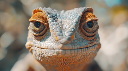 Fototapeta premium Close up shot of a chameleon looking directly forward