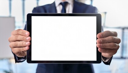 mockup a bussines man hold ipad with blank screen Mockup replaces your design mockup horizontal