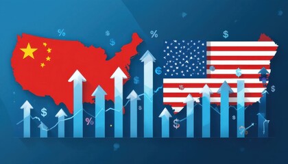 United States tariffs government import tariff China, to increase the American economy. Industrial Tariffs growth. Import Tariffs increase. Trade war policy United States with China. Dollar vs Yuan wa