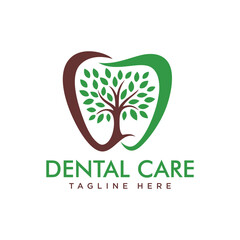 dental clinic tree leaf grow up logo vector icon