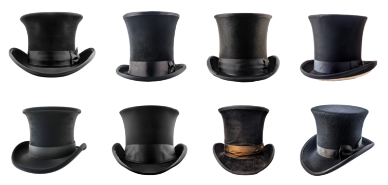 Collection of Top Hat isolate on transparency background