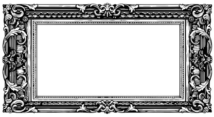 Ornate Frame Mockup: An intricately carved, antique-style picture frame with an ornate design and a blank canvas, perfect for showcasing your artwork or designs.