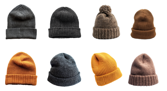 Beanie front view full length isolate on transparency background