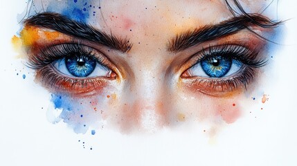 colorful eyes clipart watercolor art illustration detailed illustration - stock photo