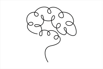 One line art silhouette brain design, Logo design, Hand drawn minimalism design