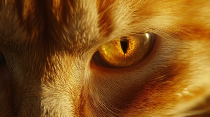 Intense close up of an orange tabby cat s eye