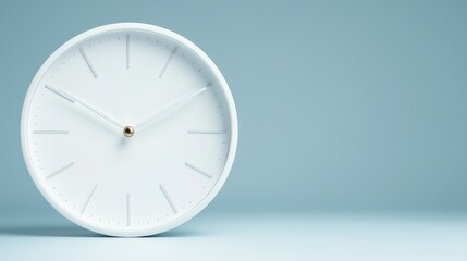 Simple white clock on pastel blue background