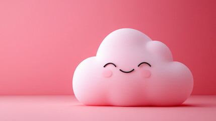 A 3D cute sleeping cloud floats gently on a pastel background symbolizing peace rest and innocence evoking calm dreams and a soft comforting atmosphere ideal for nursery or bedtime themes

