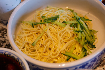 Chinese Hot Stirred Noodles with sauce ( za jiang mian)