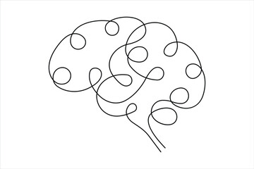 One line art silhouette brain design, Logo design, Hand drawn minimalism design