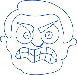Angry Cartoon Man Head Illustration