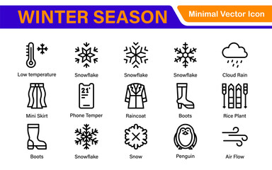 Winter Icon Set. A cozy collection of icons capturing the essence of the winter season, perfect for enhancing holiday-themed projects, seasonal promotions, and winter sports applications.