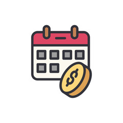 Budget schedule colored icons, minimalist vector illustration ,simple transparent graphic element .Isolated on white background