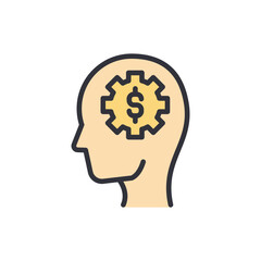 Budget thinking colored icons, minimalist vector illustration ,simple transparent graphic element .Isolated on white background