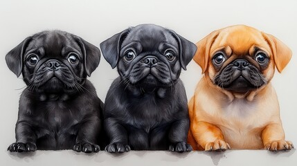 Fototapeta premium cool pug clipart watercolor illustration illustrative clipart collection illustration - image stock