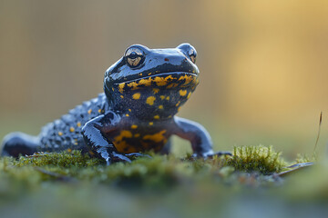 Obraz premium Dark amphibian on moss