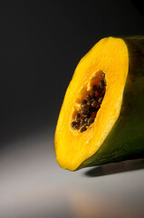 Papaya fruit showing its seeds and nutritional properties