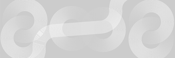 White abstract background with circle lines. Geometric stripe line art design. Linear pattern. Modern futuristic graphic. Suit for cover, presentation, website, corporate, brochure, banner