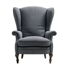 Wingback Chair front view full length isolate on transparency background