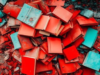 Pile of discarded books, urban decay