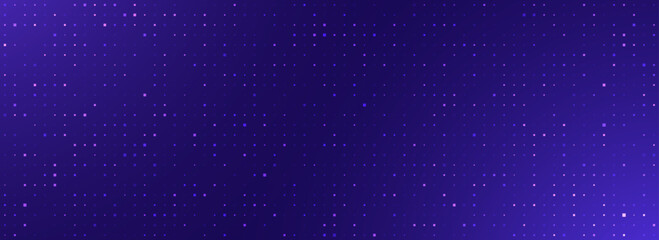Purple glowing pixel dot pattern. Violet color mosaic pattern backdrop. Abstract neon technology grid wallpaper. Vector modern business, science, healthcare, medicine, presentation design background