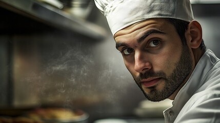 Chef's Intense Gaze: A Dramatic Culinary Portrait