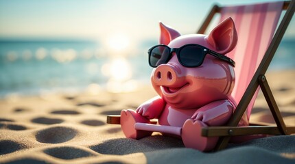 Beachin Piggy Bank Shades Sand  Savings