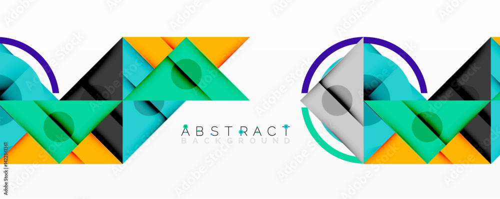 Aufkleber geometric shapes create vibrant patterns. orange, teal, gray, black combine with circular arcs formi