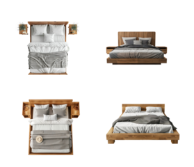Collection of Platform Bed top view full length isolate on transparency background