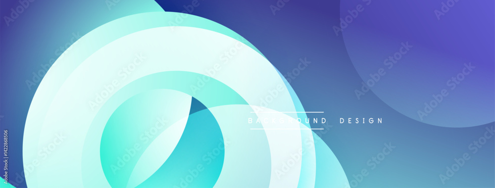 Poster Abstract flowing shapes, cool blues, turquoise hues create dynamic background. Smooth gradients suggest movement, modern design aesthetic. Minimalist composition.