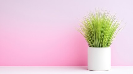 Simple potted plant on a pastel background