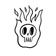 An Adorable and EyeCatching Cartoon Skull Featuring an Exciting and Dynamic Flames Design Element