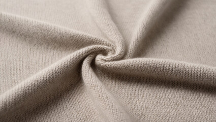 An elegant curl of knitted fabric. An organic background of natural woolen fabric.
