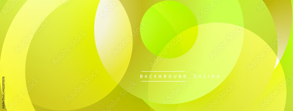 Fototapete abstract background features overlapping circles. yellow, lime, green hues blend smoothly creating v