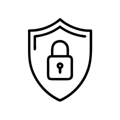 Lock and shield symbol in minimalist style on a white background