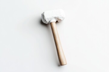 Simple white stone hammer on white background