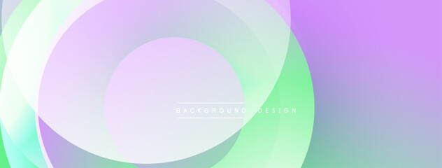 Abstract pastel circles overlap creating soft gradients. Light purple, green, pink hues blend seamlessly. Minimalist design suitable for backgrounds, presentations, digital art.