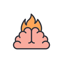 Burnout brain colored icons, minimalist vector illustration ,simple transparent graphic element .Isolated on white background