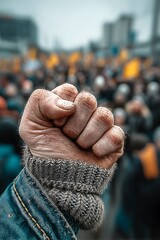 Protest Fist Raised in Crowd