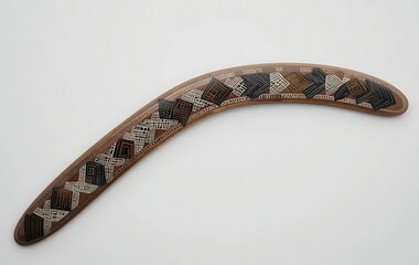 Australian Aboriginal Boomerang: Geometric Design, Intricate Artwork