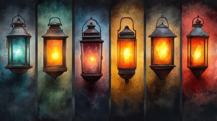 cozy lantern clipart watercolor illustration hand painted digital artwork - image for design