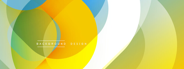 Fototapeta premium Abstract colorful circles overlap creating dynamic visual effect. Bright hues blend, forming modern background design. Smooth gradients enhance composition.