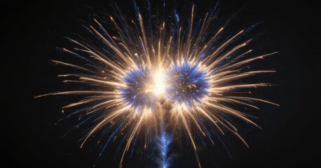 Obraz premium Vibrant blue firework explosion, isolated on black, stellar backdrop , background, pattern