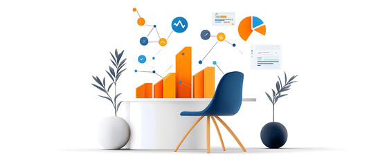 Data visualization trends in business analytics office space digital graphics modern environment informative perspective