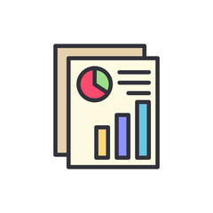 Business analytics report colored icons, minimalist vector illustration ,simple transparent graphic element .Isolated on white background